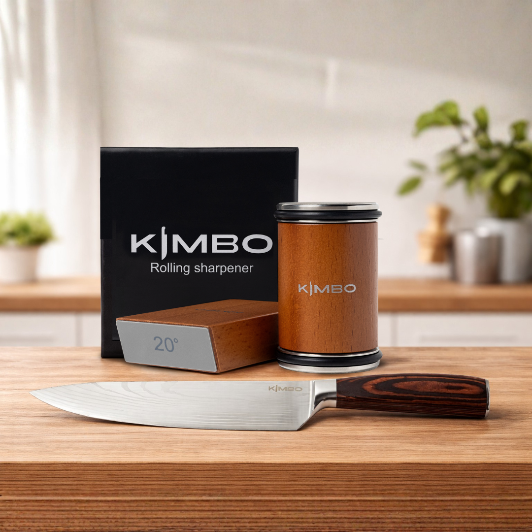 Hard Wood Rolling Sharpener & Chefs Knife