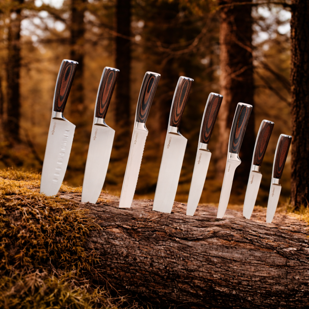 Hard Wood Rolling Sharpener & 8 Piece Knife Set
