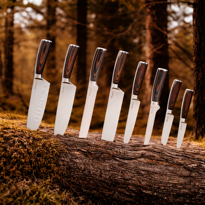 Hard Wood Rolling Sharpener & 8 Piece Knife Set