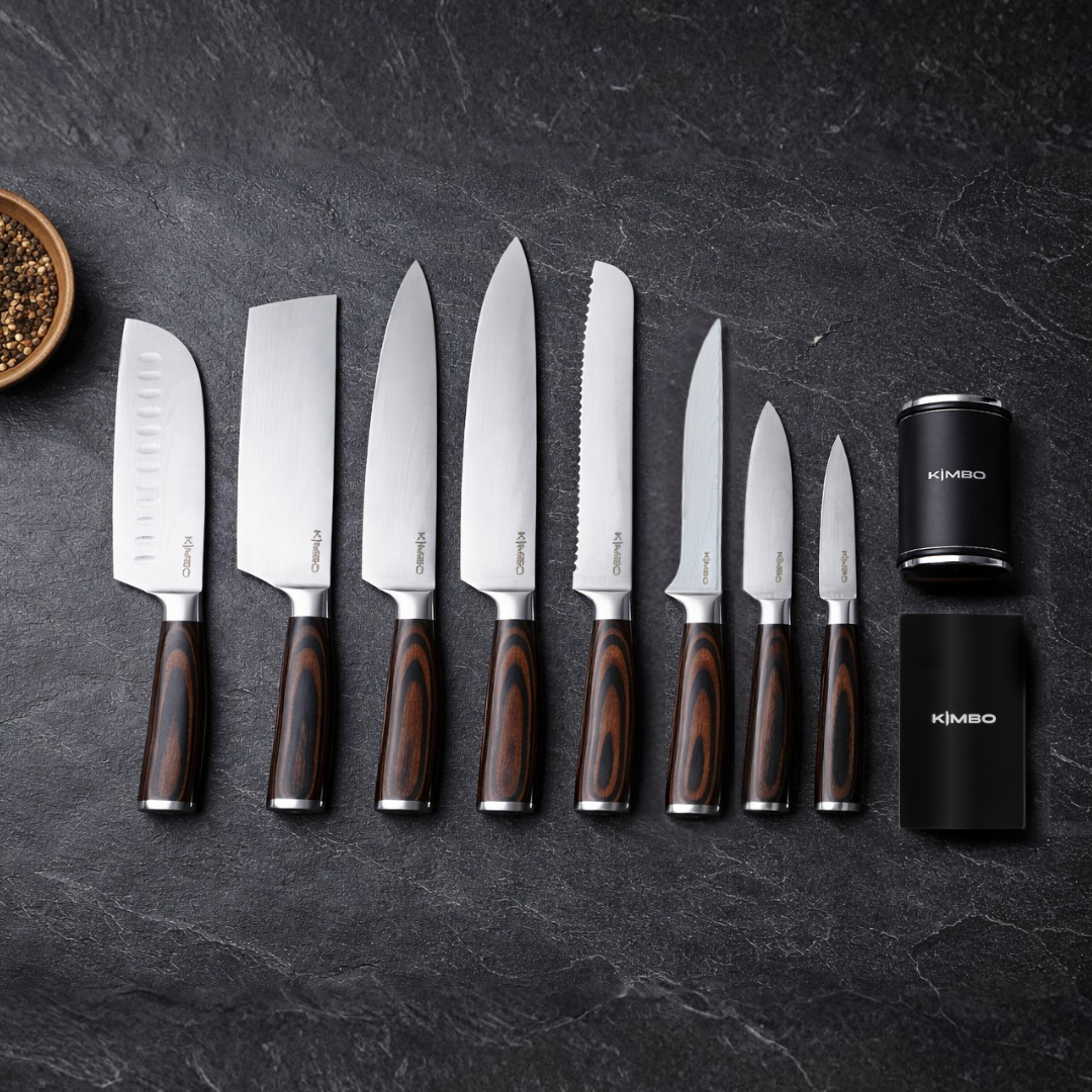 Black Rolling Sharpener & 8 Piece Knife Set