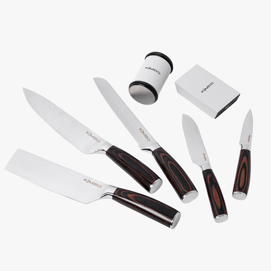 5 Piece Knife Set & Gun Metal Grey Rolling Sharpener