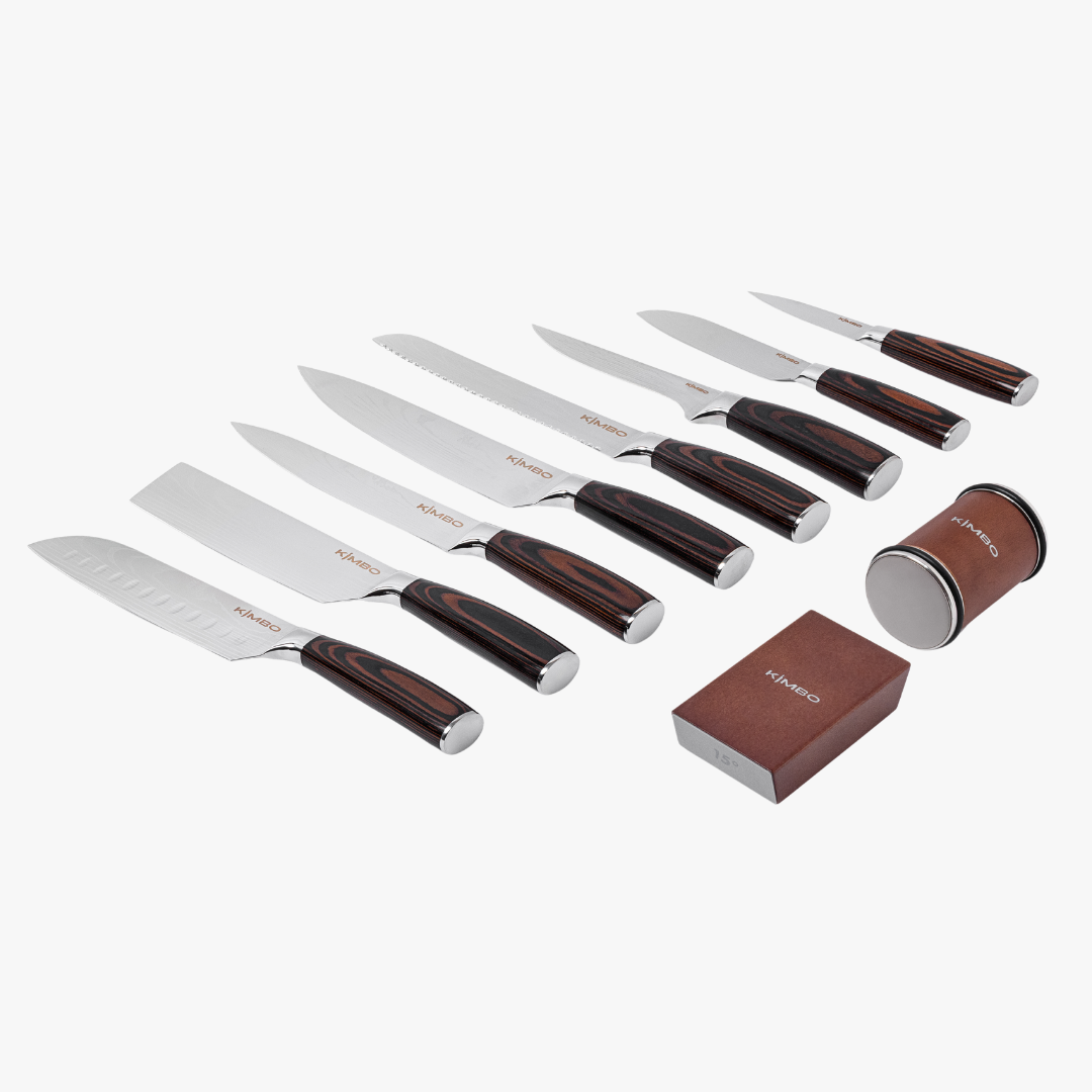Hard Wood Rolling Sharpener & 8 Piece Knife Set