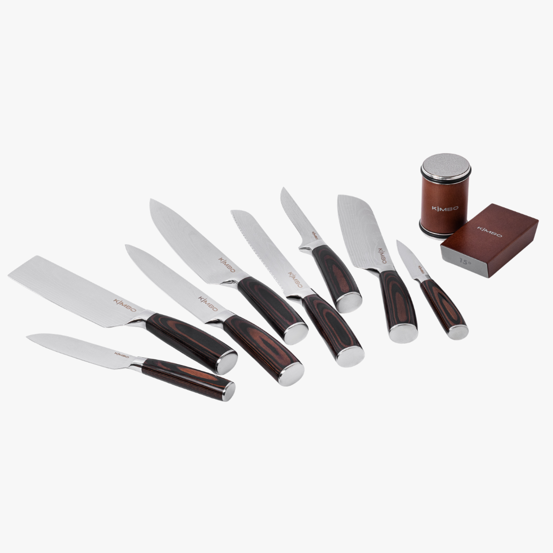 Hard Wood Rolling Sharpener & 8 Piece Knife Set