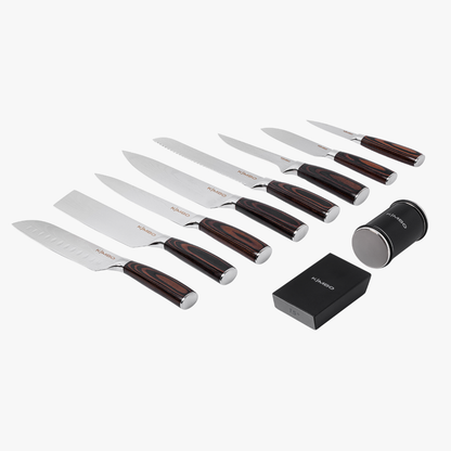 Black Rolling Sharpener & 8 Piece Knife Set
