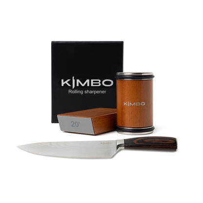 Hard Wood Rolling Sharpener & Chefs Knife