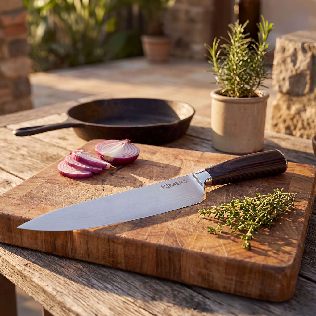 Gun Metal Grey Rolling Sharpener & Chefs Knife