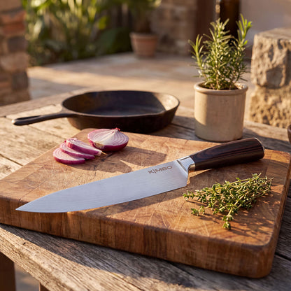 Gun Metal Grey Rolling Sharpener & Chefs Knife