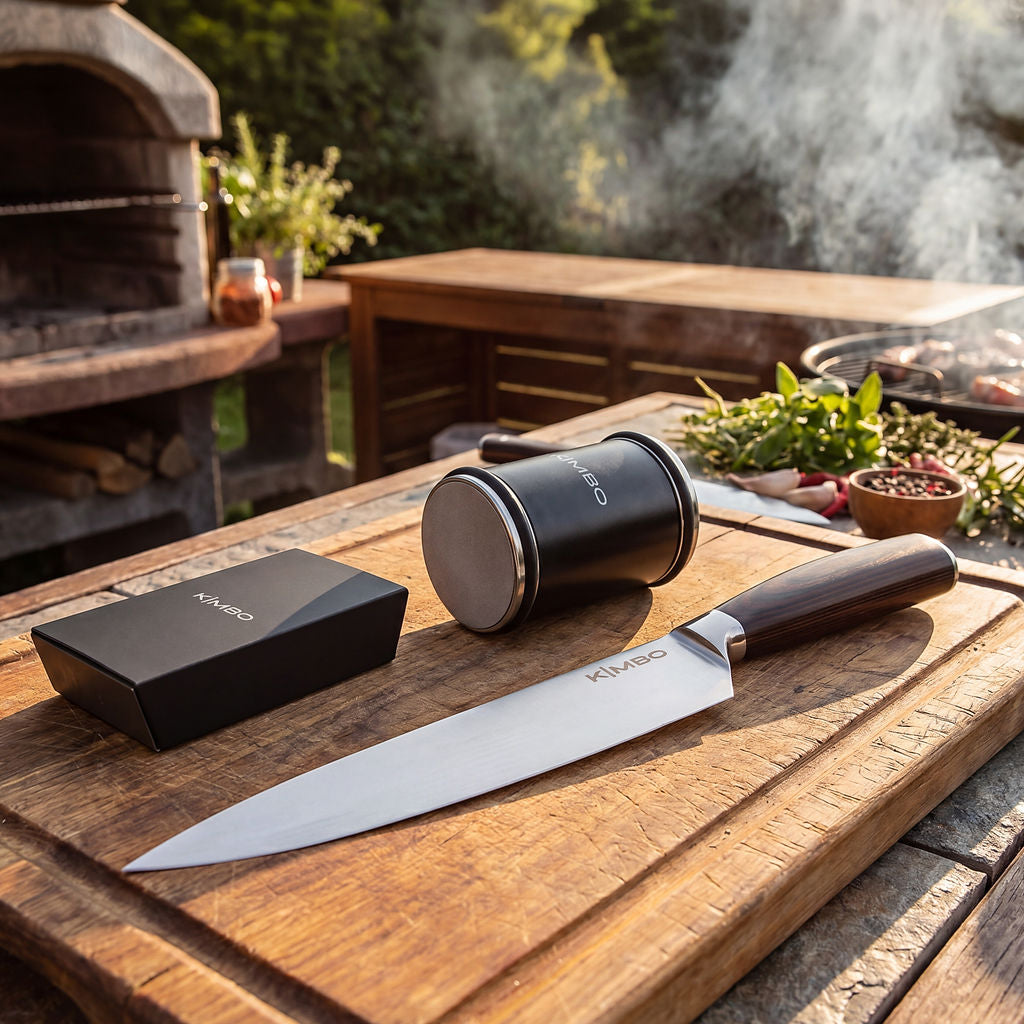Black Rolling Sharpener & Chefs Knife